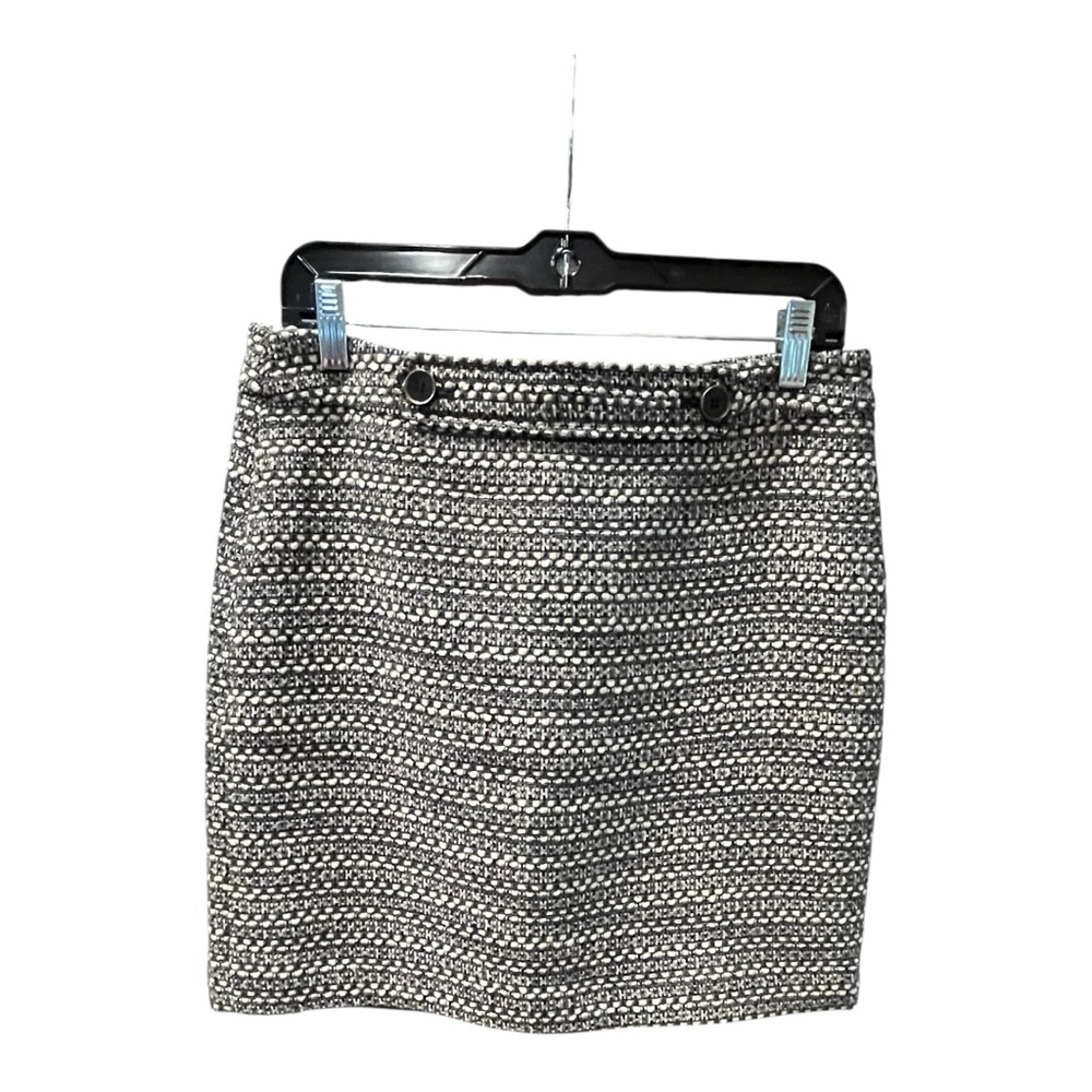 LOFT Tweed Mini Skirt Size 4 Black‎ White Bouclé Lined